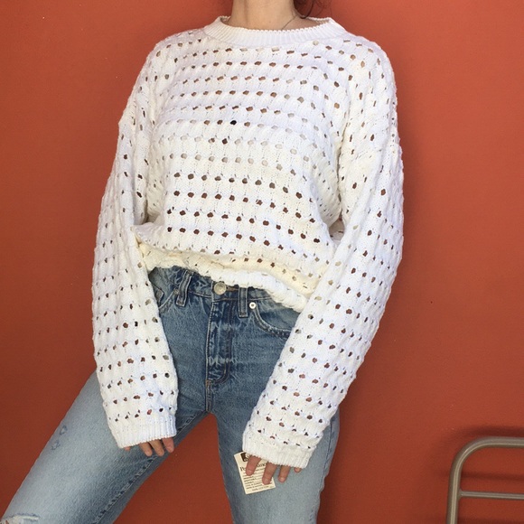 Vintage Sweaters - 🚫SOLD🚫 Super Oversized Chunky White Sweater Top
